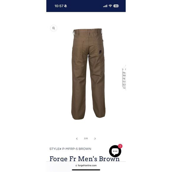 New Forge Fr Men's Brown Canvas Pant 40x34 Originally $92 - Picture 1 of 8